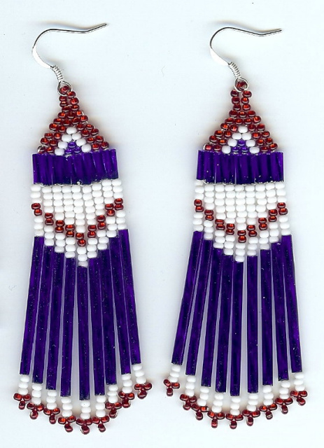 Patriotic Red, White and Blue long fringe earrings